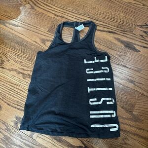 Justice black/gray racerback tank - size kids 7